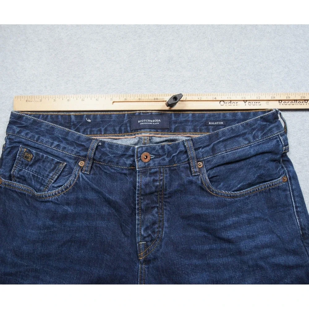 Scotch & Soda Jeans Mens 36x34 Blue Slim Straight Stretch Denim Pants Ralston